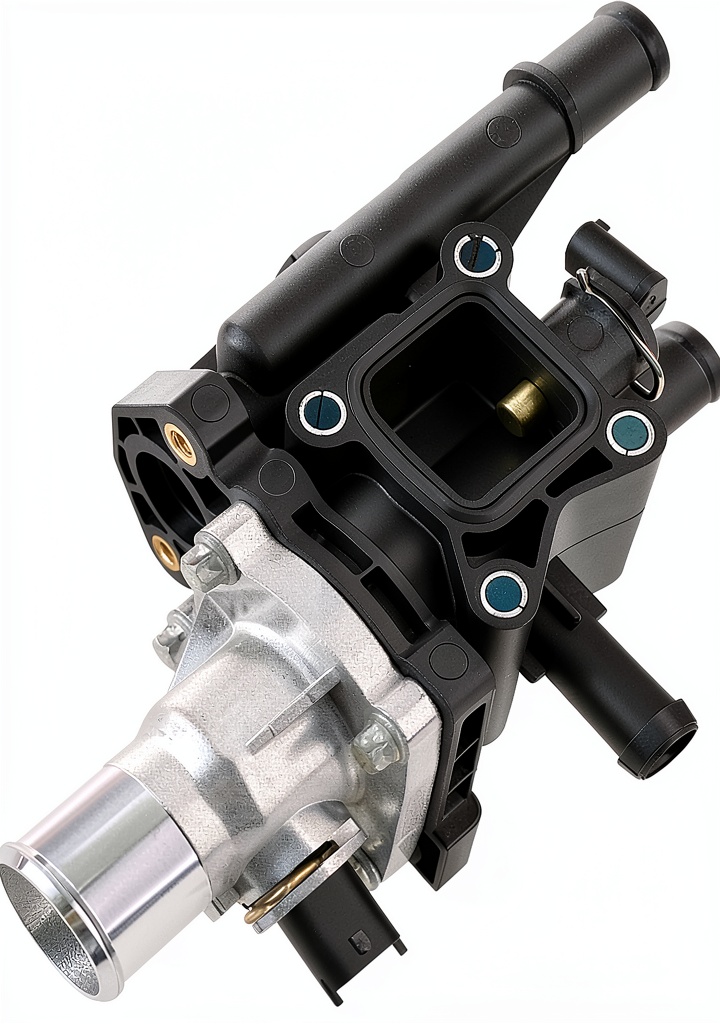 Installing MNJWS Replacement Thermostat Housing for Chevy Cruze on a garage workbench