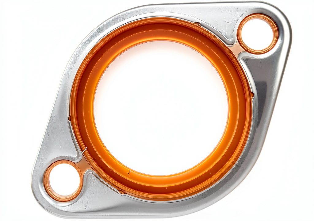 Thermostat water neck housing gasket made of aluminum and silicone
