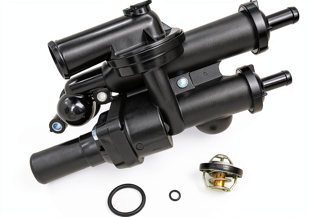Installing SFYAUTO Engine Thermostat Housings High Quality Easy on a garage workbench