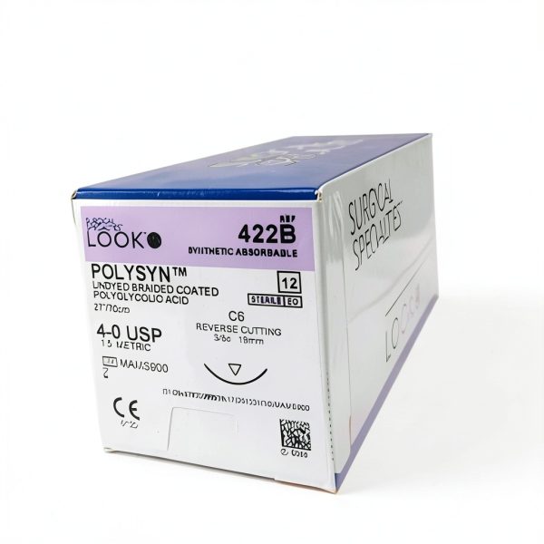 Look 422B PolySyn PGA Undyed Reverse Cutting Sutures C6 4-0 27 12/Bx-2