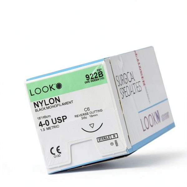 Look 922B black monofilament Rev Cutting Sutures 3/8 Circle 4-0 18in-3