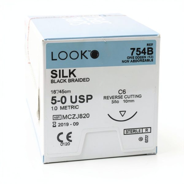 Look X754B Silk Black Sutures 5-0 3/8 Reverse Cutting 12pk-1