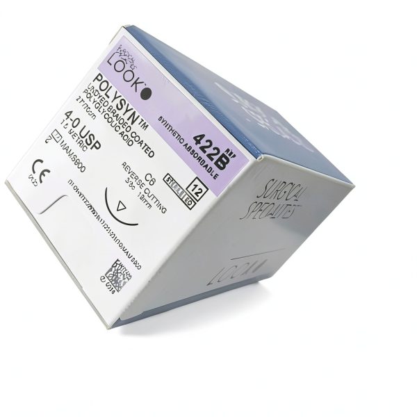 Look 422B PolySyn PGA Undyed Reverse Cutting Sutures C6 4-0 27 12/Bx-1