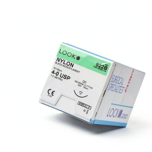 Look 922B black monofilament Rev Cutting Sutures 3/8 Circle 4-0 18in-2