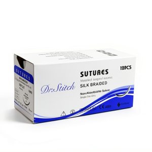 CynaMed Suture Thread with Needle 12pk Black 4/0 22mm Reverse Cutting-0