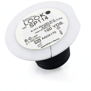 Look SP114 6/0 Silk Black Braided Sutures on Spool-0