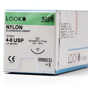 Look 922B black monofilament Rev Cutting Sutures 3/8 Circle 4-0 18in-0