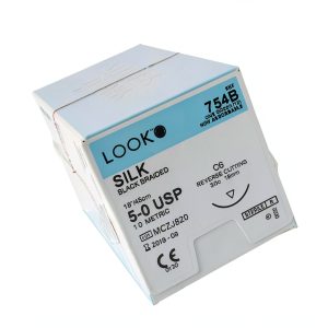 Look X754B Silk Black Sutures 5-0 3/8 Reverse Cutting 12pk-0