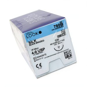 Look X780B Silk Black Sutures 4-0 18" 1/2 Circle C20 Needle 12pk-0