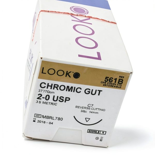 Look X561B Chromic Gut Sutures 2-0 27" C7 3/8 Needle - 12 Pack-1