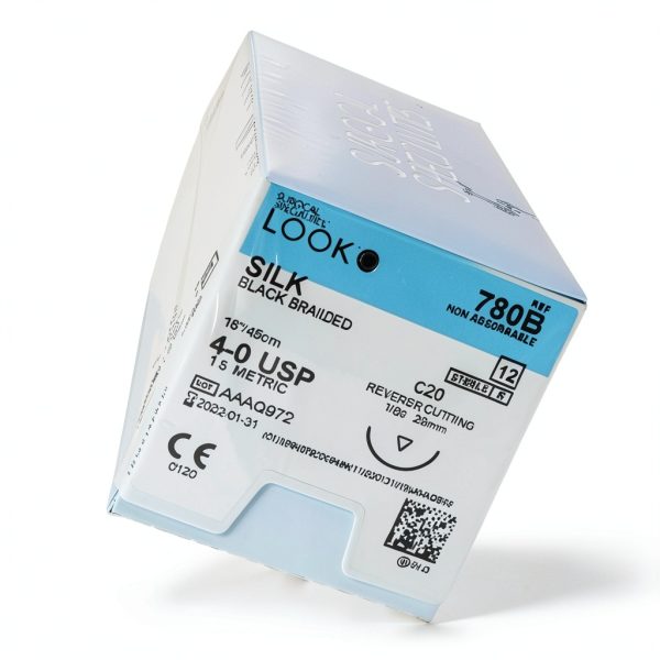 Look X780B Silk Black Sutures 4-0 18" 1/2 Circle C20 Needle 12pk-2
