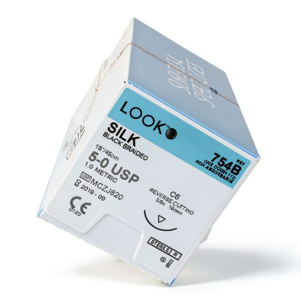Look X754B Silk Black Sutures 5-0 3/8 Reverse Cutting 12pk-2