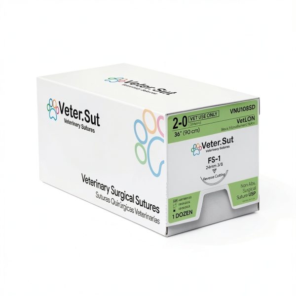 VeterSut VetLON Non-Absorbable Nylon Surgical Suture USP Size 2-0, (FS-1) 3/8 24mm Reverse Cutting Needle, 36 Inches (90 cm), 12 Count, Veterinary Use-2