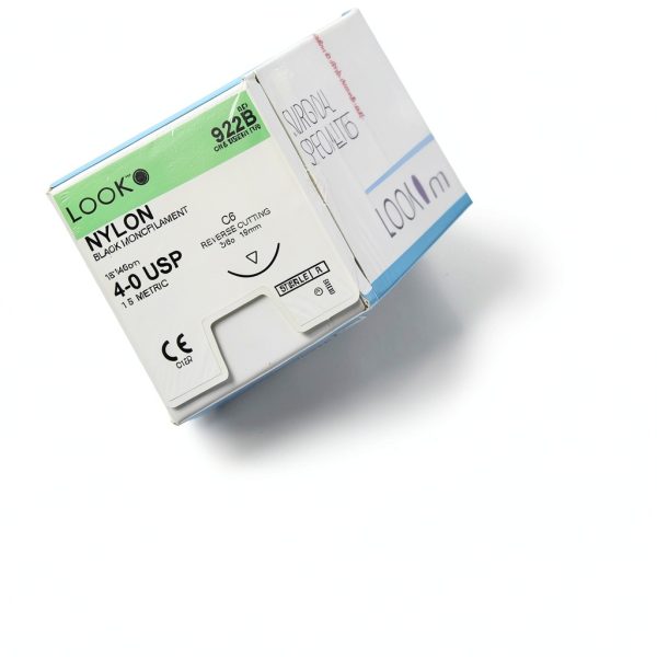Look 922B black monofilament Rev Cutting Sutures 3/8 Circle 4-0 18in-1