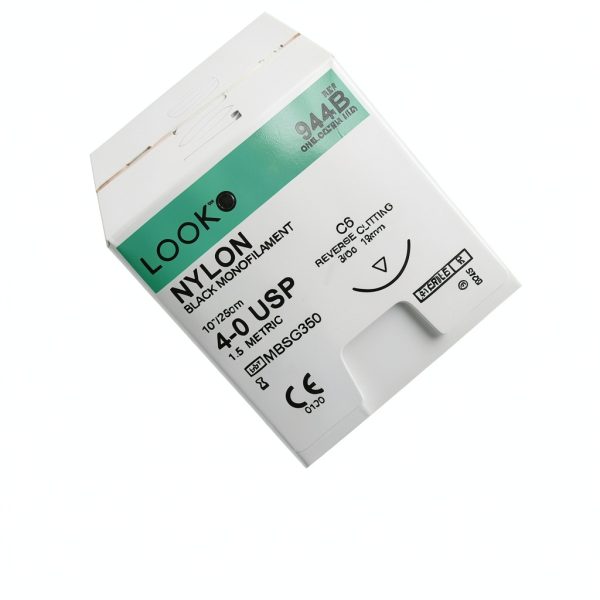 Look 944B Nylon Black Monofilament Sutures C6 3/8 Circle 4-0-2