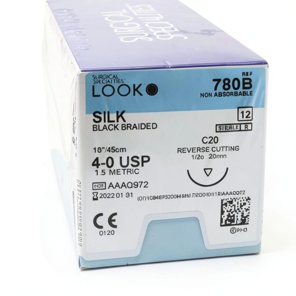 Look X780B Silk Black Sutures 4-0 18" 1/2 Circle C20 Needle 12pk-1