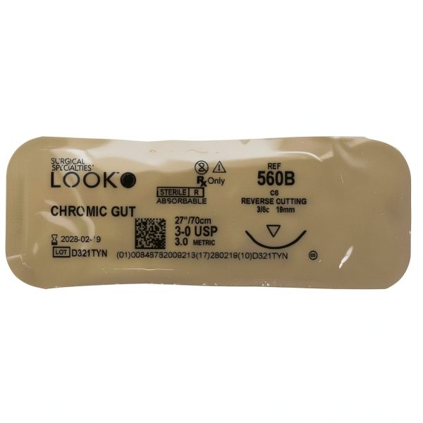 Look X560B Chromic Gut Sutures 3-0 C6 3/8 Reverse Cutting 12pk-1