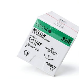 Look 944B Nylon Black Monofilament Sutures C6 3/8 Circle 4-0-0