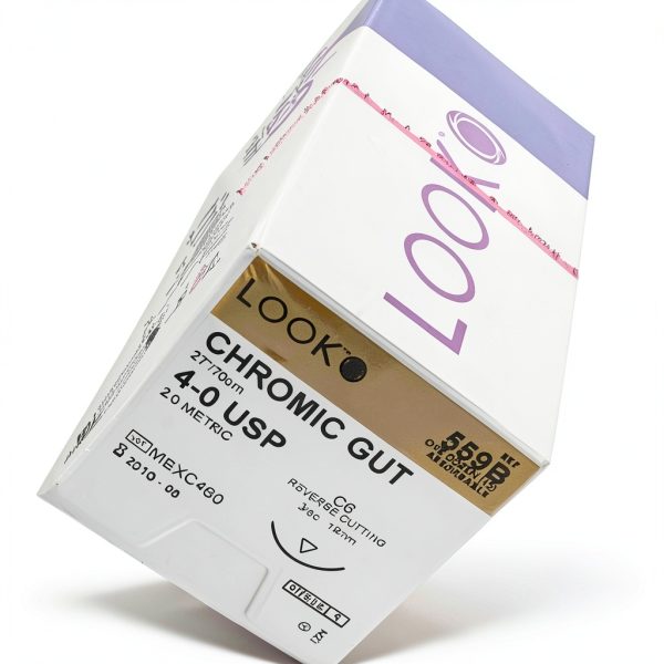 Look X559B Chromic Gut Absorbable Sutures 4-0 27" C6 3/8 Circle 19mm Needle, Reverse Cutting, Sterile Dental Surgical 12/Pk-3