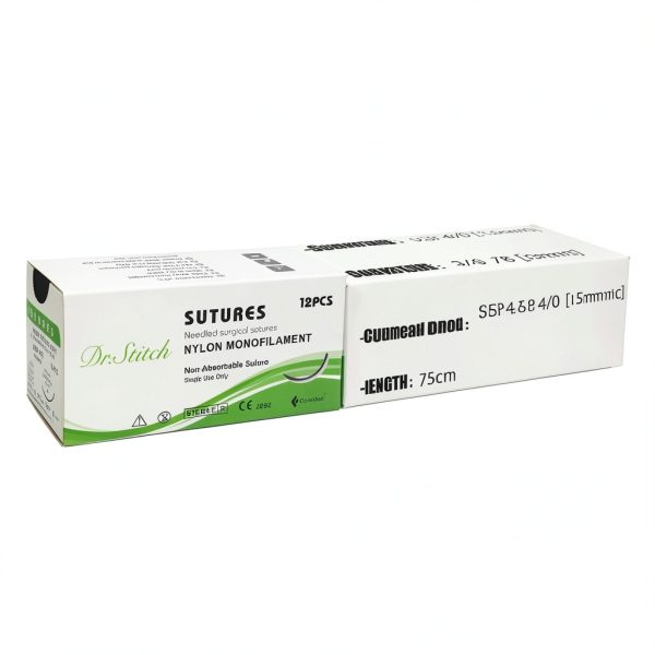 CynaMed Suture Thread with Needle 12-Pack 4/0 30mm Blade 3/8 Cutting-3