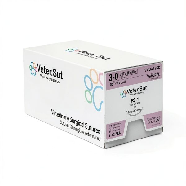 VeterSut VetCRYL Polyglactin Surgical Suture 3-0 Violet 12-Count 36in-2
