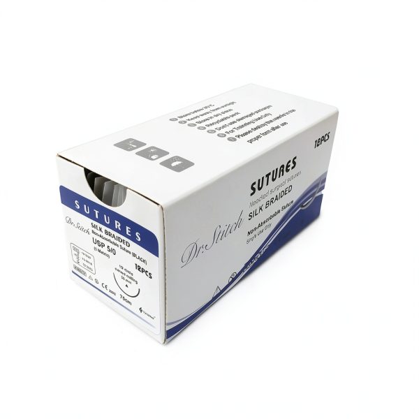 CynaMed 12-Pack Suture Thread with Needle 5/0 19mm Black for Training-1