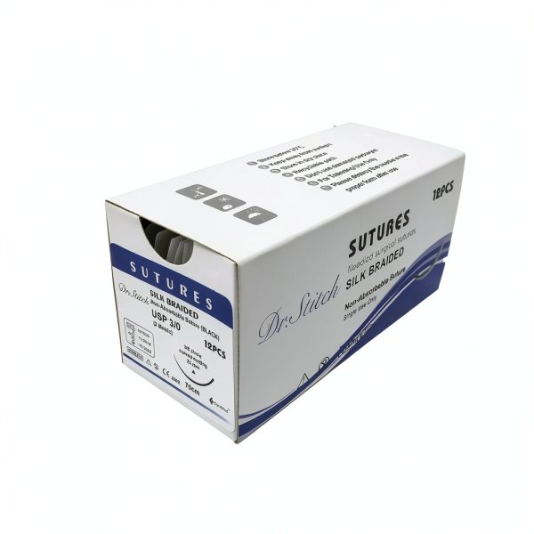 CynaMed Suture Thread with Needle (12-Pack) – Black Training Sutures for Practice, 3/0, 25mm Blade, 1/2 Reverse Cutting (12-Pack)-1