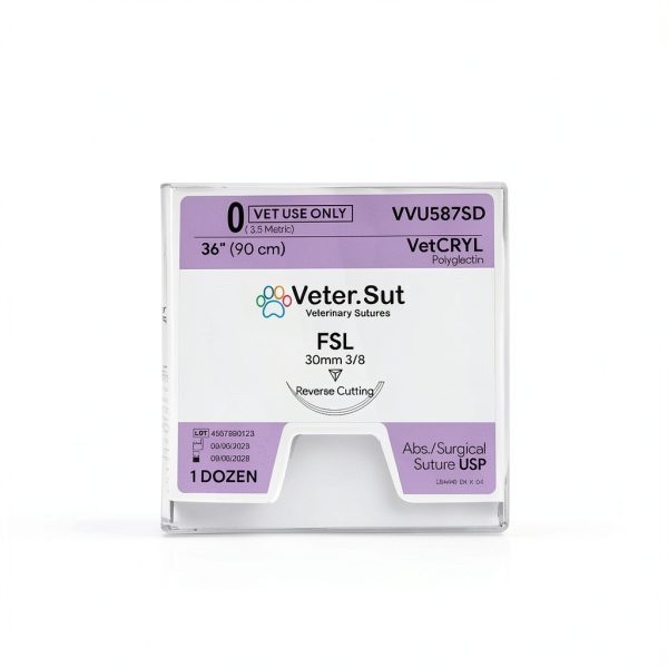 VeterSut VetCRYL Absorbable Suture Size 0 3/8 Cutting Needle 12 Count-4