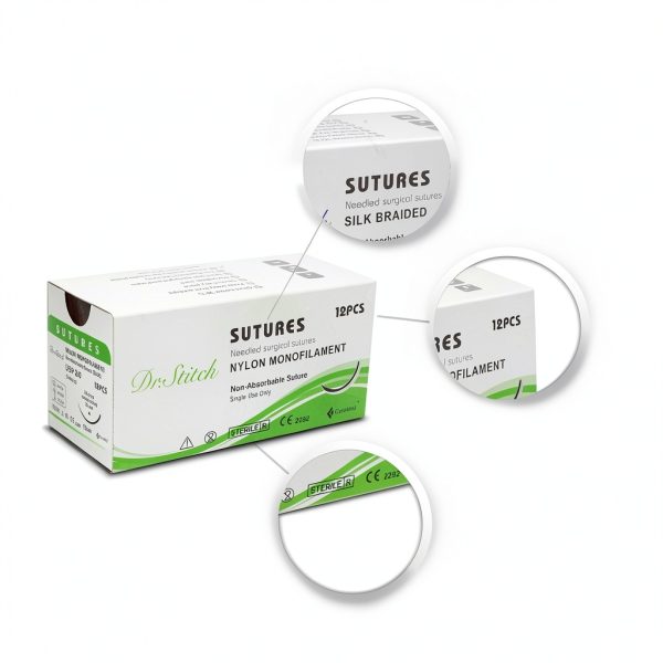 CynaMed Suture Thread with Needle 12-Pack 4/0 30mm Blade 3/8 Cutting-4