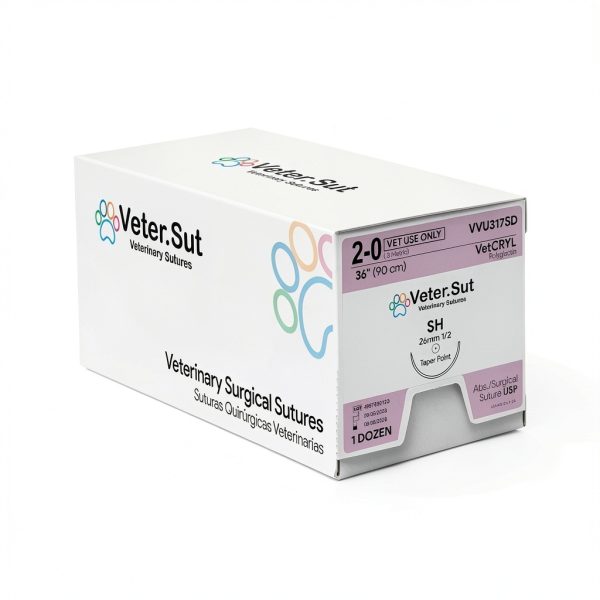 VeterSut VetCRYL Polyglactin Surgical Suture 2-0 26mm Needle 12 Count-2