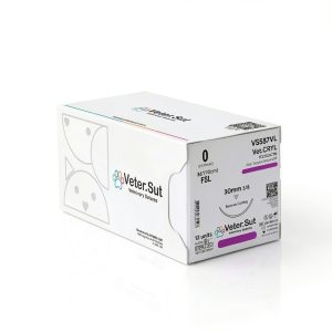 VeterSut VetCRYL Absorbable Suture Size 0 3/8 Cutting Needle 12 Count-0