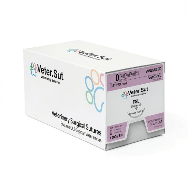 VeterSut VetCRYL Absorbable Suture Size 0 3/8 Cutting Needle 12 Count-2