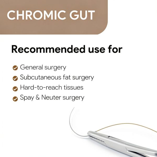 VeterSut CHROMIC Gut Surgical Suture 2-0, (CT-1) 1/2 36mm Taper Point, 12 Count, Veterinary Use, Brown-2