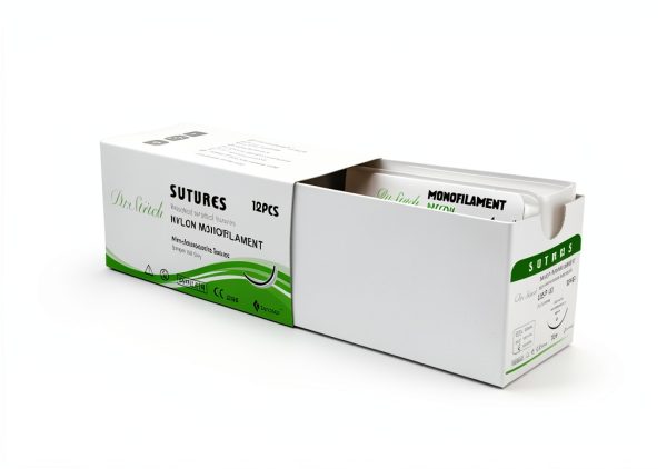 CynaMed Suture Thread with Needle 12-Pack 4/0 30mm Blade 3/8 Cutting-1