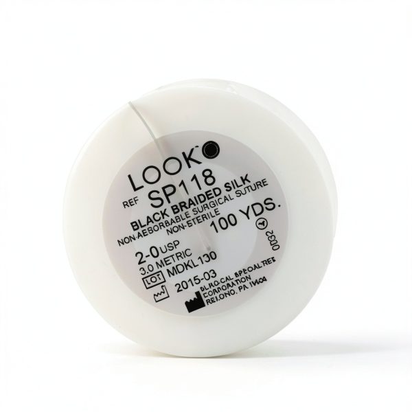 Look SP118 Silk Spool 2/0 Black Braided Sutures 100 Yards-2